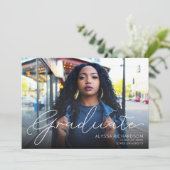 フォトランドスケープタイポグラフィ卒業グラデーション白 招待状 (スタンド正面)