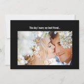 フォトランヌカルスバラモダンタイポグラフィ結婚ズ 招待状 (裏面)