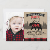 フォトランバージャックベアキューブ1stバースデー招待状 招待状 (正面)