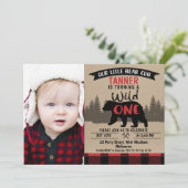 フォトランバージャックベアキューブ1stバースデー招待状 招待状 (スタンド正面)