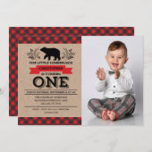 フォトランバージャック1st誕生日パーティの招待状 招待状 (正面/裏面)