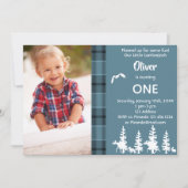 フォトランバージャック1st誕生日パーティーブルーボーイ 招待状 (正面)