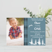 フォトランバージャック1st誕生日パーティーブルーボーイ 招待状 (スタンド正面)