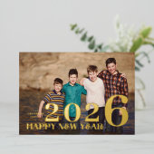 フォトラージプレミアム金ゴールドハッピーニューイヤー2024 箔シーズンカード (立ち正面)