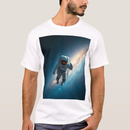 フォトリアリスティックな宇宙飛行士が漂う深宇宙ギャラクシー Tシャツ