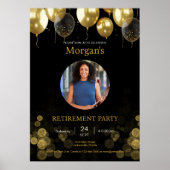 フォトリタイアメントパーティー金ゴールドバルーン日付の保存 ポスター (正面)