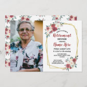 フォトリタイアメントフラワーレッドクリーム金ゴールドウィンター 招待状 (正面/裏面)