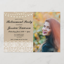 フォトリタイアメントレースバーラップかわいらしストリングライト 招待状