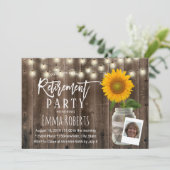 フォトリタイア素朴ンヒマワリMason Jar Wood 招待状 (スタンド正面)