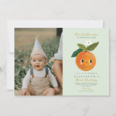 フォトリトルかわいこちゃんが1オレンジ誕生日 招待状 (正面)