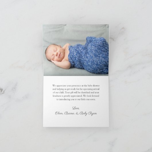 フォトリトルかわいこちゃんニュートラル赤ちゃんシャワー サンキューカード (内部)