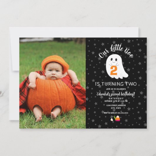 フォトリトルブターニング2ハロウィーン2回目の誕生日 招待状 (正面)