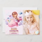 フォトリトルマーメイドガールバースデーパーティー 招待状 (正面)