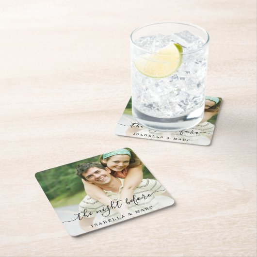 フォトリハーサルの夕ご飯を前の夜 スクエアペーパーコースター (インサイチュ)