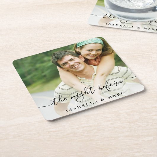 フォトリハーサルの夕ご飯を前の夜 スクエアペーパーコースター (アングル)