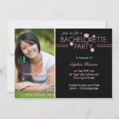 フォトリングや輪きらきら光るピンクバチェロレッテ 招待状 (正面)