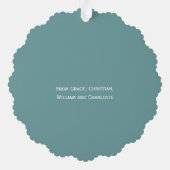 フォトリースフレームパーソナライズされたクリスマス オーナメントカード (裏面)