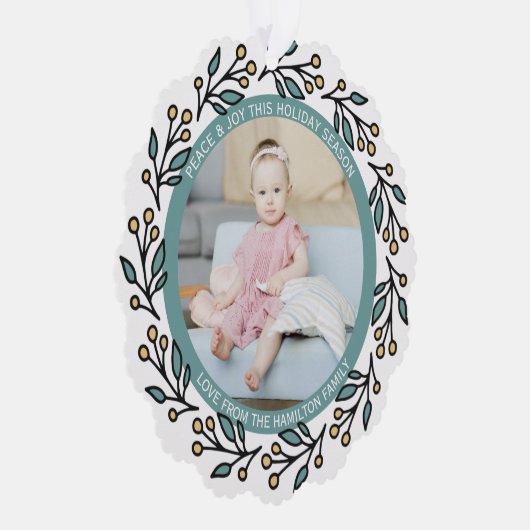 フォトリースフレームパーソナライズされたクリスマス オーナメントカード (右)