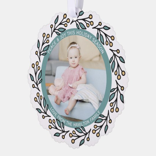 フォトリースフレームパーソナライズされたクリスマス オーナメントカード (左)