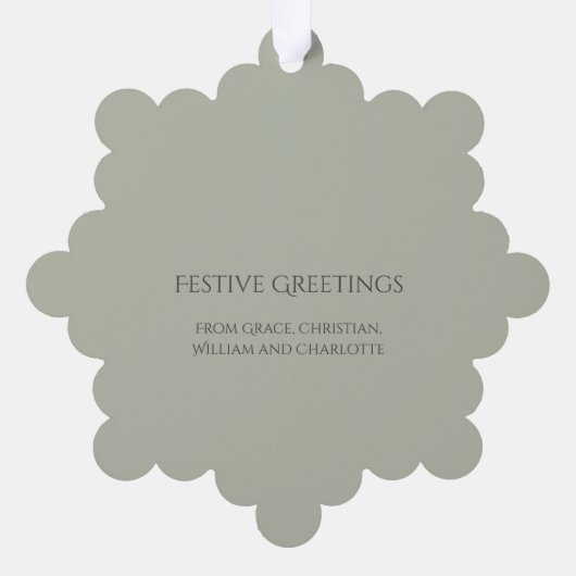 フォトリースフレームパーソナライズされたクリスマス オーナメントカード (裏面)