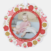 フォトリースフレームパーソナライズされたクリスマス オーナメントカード (正面)