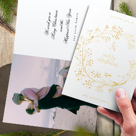 フォトリースメリークリスマス |新年の実在金ゴールド 箔カード