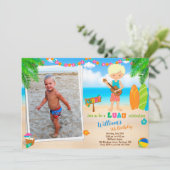 フォトルアウ(ハワイ式宴会)の誕生日の招待ハワイアンの招待 招待状 (スタンド正面)