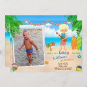 フォトルアウ(ハワイ式宴会)の誕生日の招待ハワイアンの招待 招待状 (正面/裏面)