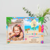 フォトルアウ（ハワイ式宴会）の誕生日の招待ハワイアンの招待 招待状 (スタンド正面)