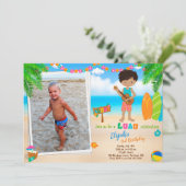 フォトルアウ（ハワイ式宴会）誕生日の招待トロピカルビーチボーイ 招待状 (スタンド正面)