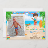 フォトルアウ（ハワイ式宴会）誕生日ルアウ（ハワイ式宴会）招待ボーイ 招待状 (正面)