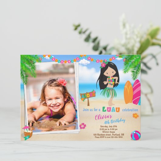 フォトルアウ(ハワイ式宴会)誕生日ルアウ(ハワイ式宴会)招待1st 招待状 (スタンド正面)