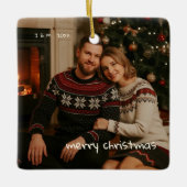 フォトレお洒落ッドドードルクリスマス結婚した セラミックオーナメント (正面)