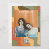 フォトレインボーウェーブグルービー日付Qrコードを保存 セーブザデート (裏面)