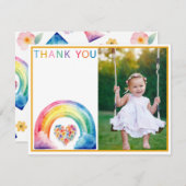 フォトレインボークラウドフローラハートサンキューカード サンキューカード (正面/裏面)