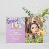 フォトレインボースパークルスウィート16誕生日 招待状 (スタンド正面)