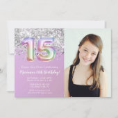 フォトレインボースパークル15誕生日 招待状 (正面)