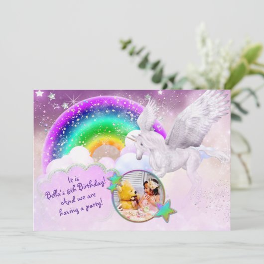 フォトレインボーユニコーンパーティの招待状 招待状 (スタンド正面)