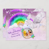 フォトレインボーユニコーンパーティの招待状 招待状 (正面/裏面)