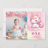 フォトレインボーユニコーン誕生日招待状1st 招待状 (正面)