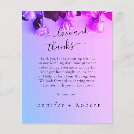 フォトレインボー結婚ズサンキューカード チラシ (裏面)