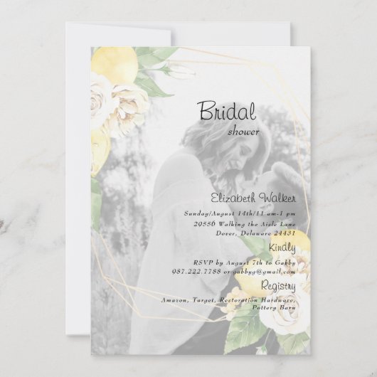 フォトレエレガントモンズ&フローラブライダルシャワー 招待状 (正面)