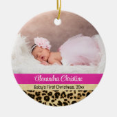フォトレオパード両面2写真ベビー最初 セラミックオーナメント (正面)