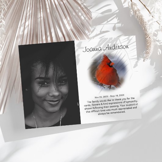 フォトレスタイリッシュッド(鳥)ショウジョウコウカンチョウ葬式 サンキューカード