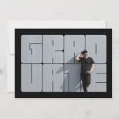 フォトレタリングブルーの卒業式 招待状 (正面)