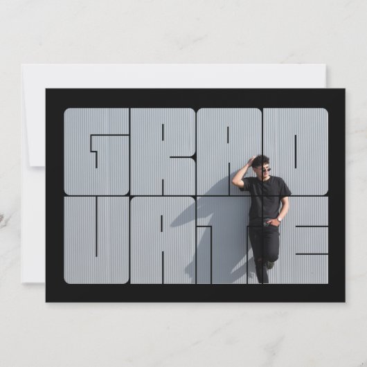 フォトレタリングレッドの卒業式 招待状 (正面)