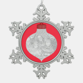 フォトレッドの電球形状 スノーフレークピューターオーナメント