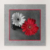 フォトレッドカラースプラッシュデイジーの追加カスタム ジグソーパズル (横)