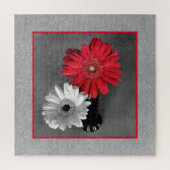 フォトレッドカラースプラッシュデイジーの追加カスタム ジグソーパズル (縦)