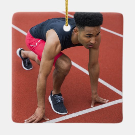 フォトレッドトラッククリスマスデコレーション セラミックオーナメント (裏面)